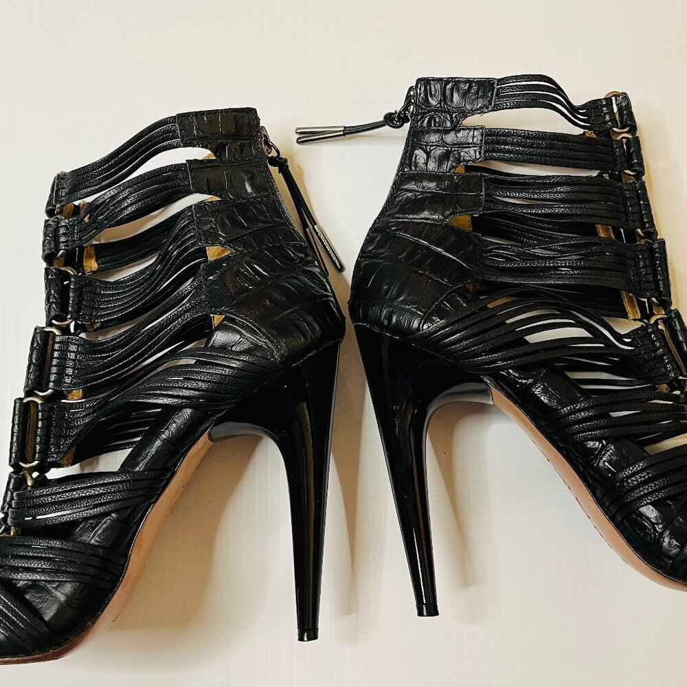 L.A.M.B. Gwen Stefani Stilleto Heels Size 8.5 Leather Caged /Open Toe/strappy